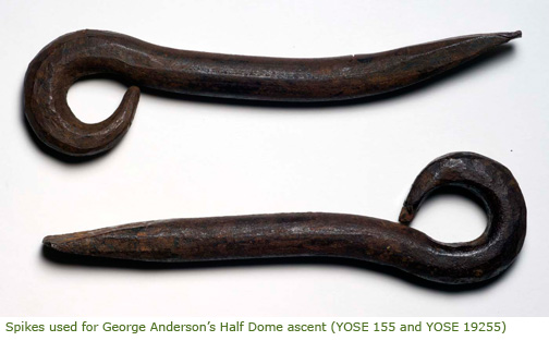 Spikes used for George Anderson’s Half Dome ascent (YOSE 155 and YOSE 19255).