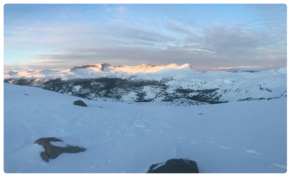 Sunset over Donohue Pass on April 1, 2019. Sunset over Donohue Pass on April 1, 2019.