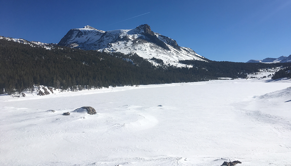 Tioga Lake and Mt. Dana on February 12, 2020.