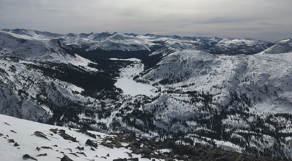 Tioga Lake and Tioga Pass on January 31, 2020.