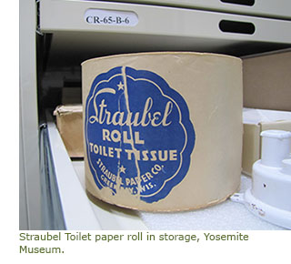 Straubel Toilet paper roll in storage, Yosemite Museum. Straubel Toilet paper roll in storage, Yosemite Museum.