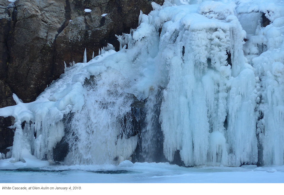 White Cascade at Glen Aulin on January 4, 2018. A full sheet of ice instead of water