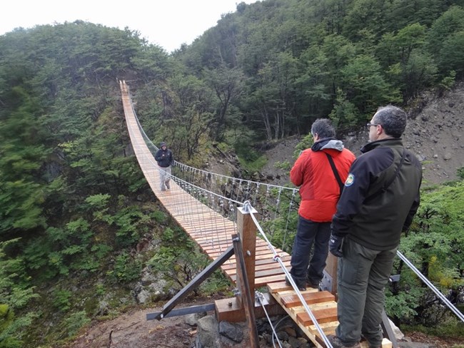 A suspension bridge in Torres del Paine National Park in Chile. A suspension bridge in Torres del Paine National Park in Chile.