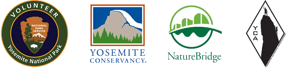 Logos Logos of Yosemite National Park's volunteer program, Yosemite Conservancy, NatureBridge, and Yosemite Climbing Association