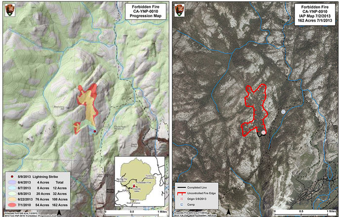 Map showing progression of fire