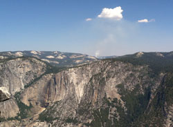 Fire beyond Yosemite Falls