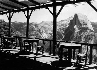 B&W historic photo of cafe porch