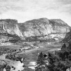 River canyon with cliffs and waterfalls