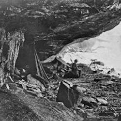 Man sitting in cave