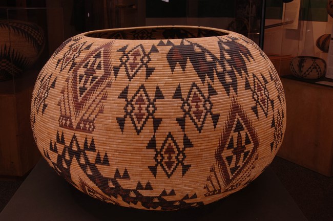 Large spherical basket with patterns