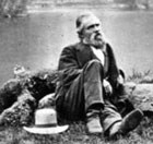 Galen Clark relaxes by a Yosemite lake