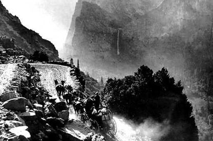 Stagecoach traveling on Big Oak Flat Road.