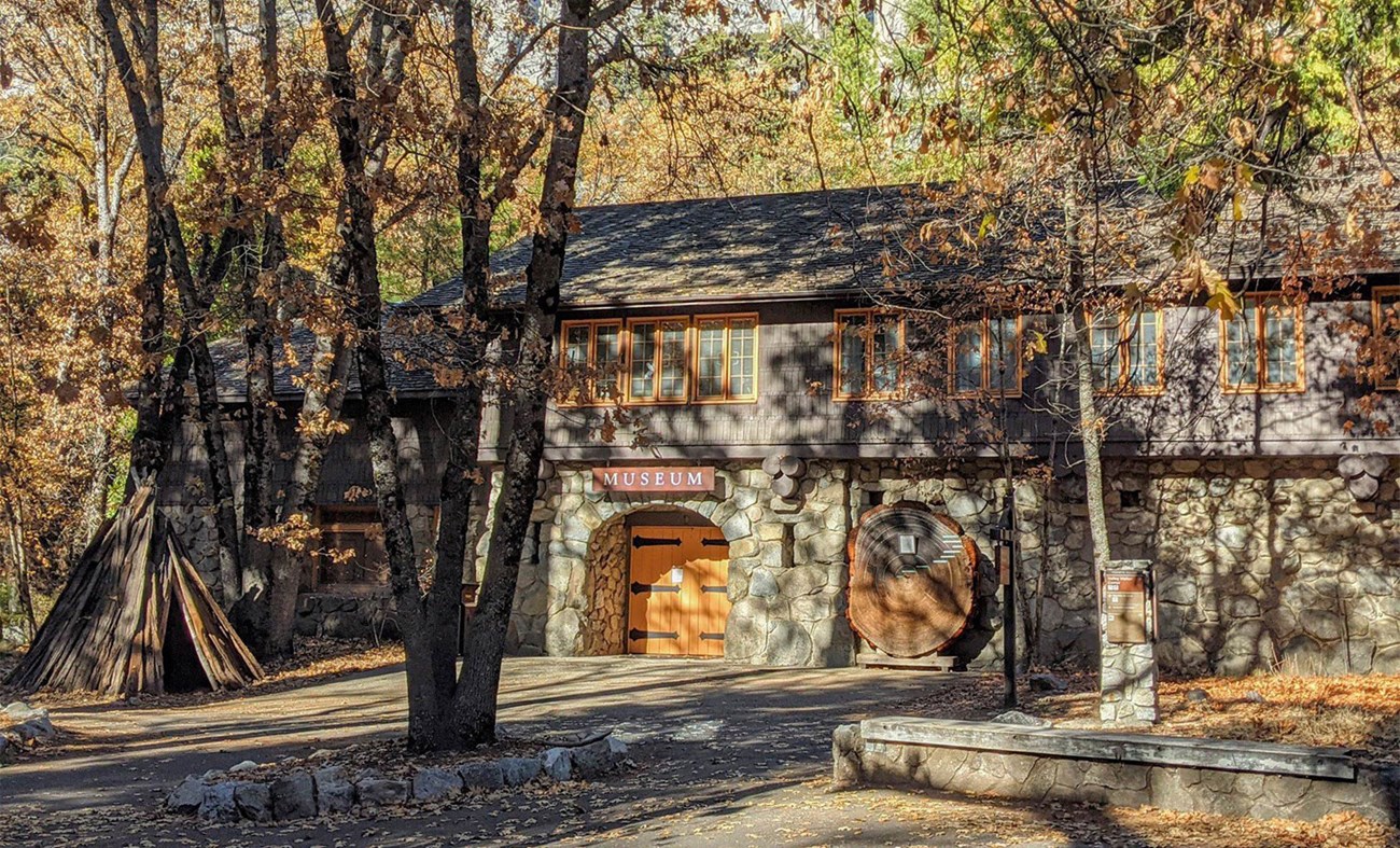 Front of museum on a fall day