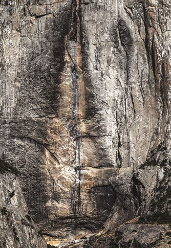 Photograph of close up dry Yosemite Falls