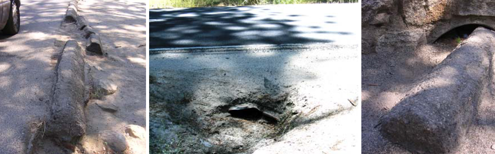 Damaged culverts and curbing along the Yosemite Valley Loop Road