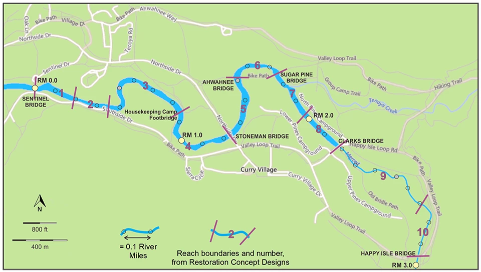 An index map of restoration concept design reaches. An index map of restoration concept design reaches.
