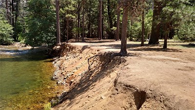 Eroding and bare riverbank