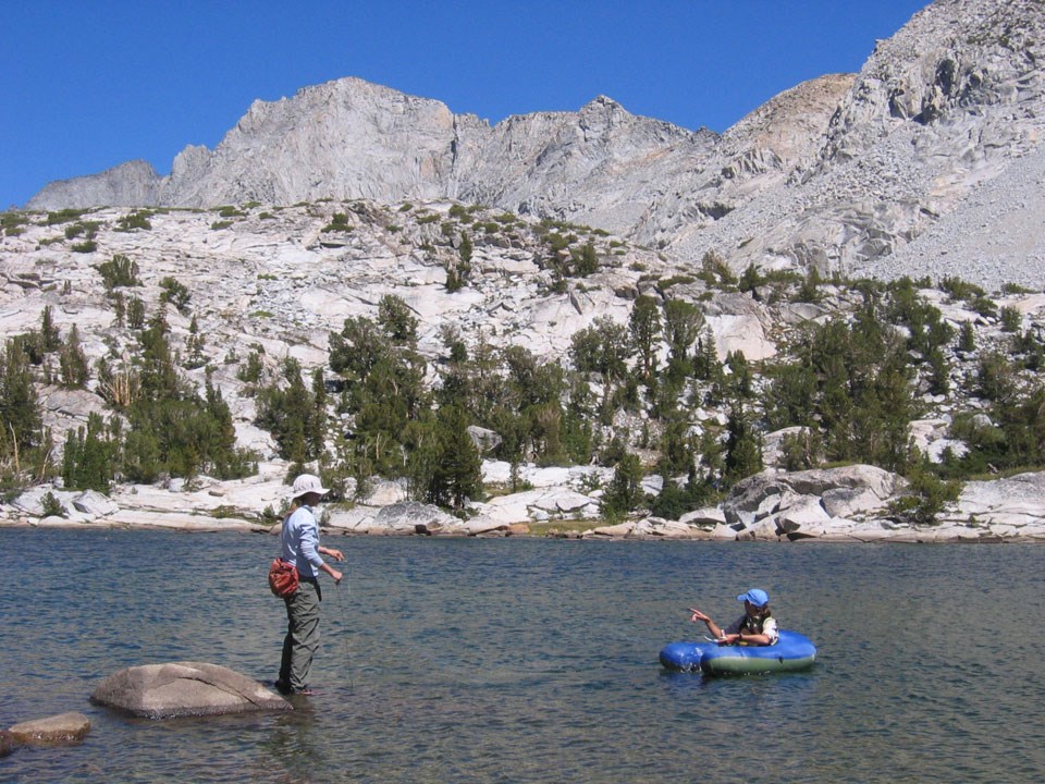 Crews using gillnets in high elevation lake