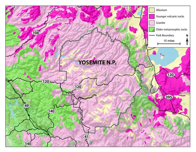 Geologic map of Yosemite region