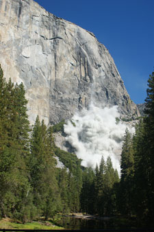 Dust cloud resulting from a rockfall from El Capitan Dust cloud resulting from a rockfall from El Capitan