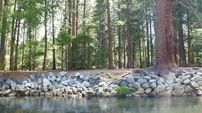 Riprap on the riverbank located near Sugar Pine Bridge.