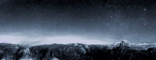 Graphic of dark sky showing over Yosemite landscape