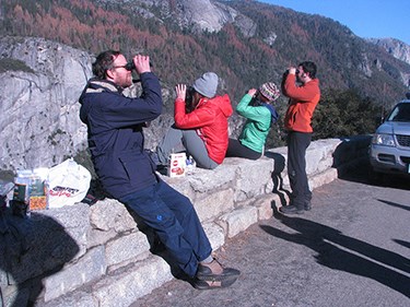 Birders just south of Yosemite Valley during Christmas Bird Count 2016