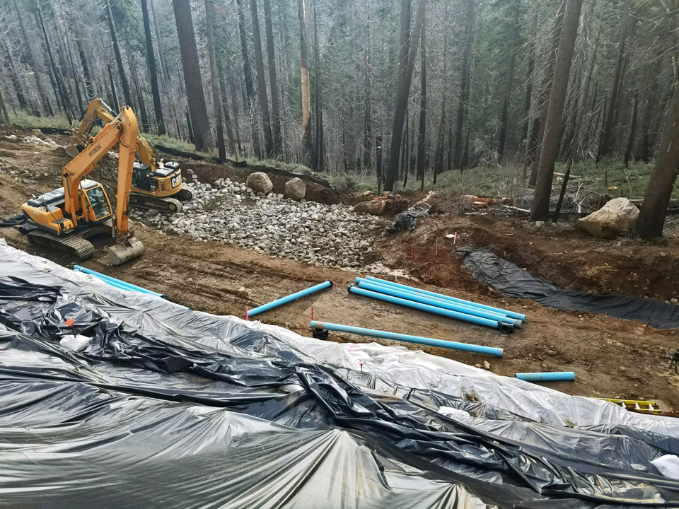 Looking down into dug-out area of Big Oak Flat Road