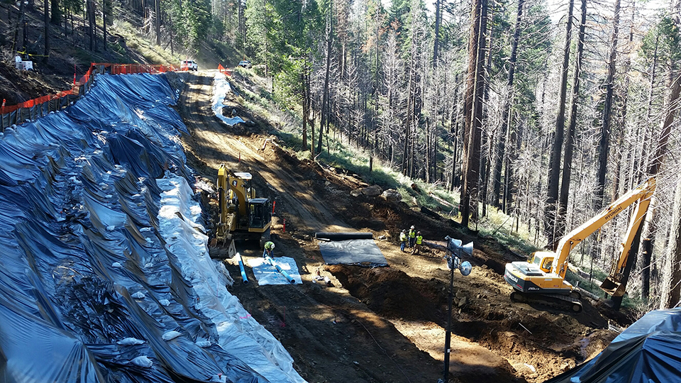 Work along the Big Oak Flat Road