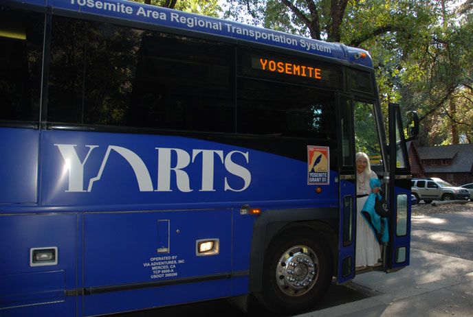 Woman stepping off YARTS bus
