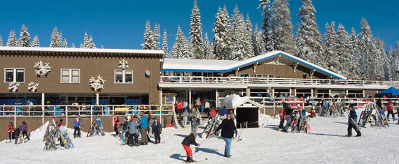 Winter scene at Badger Pass Ski Lodge