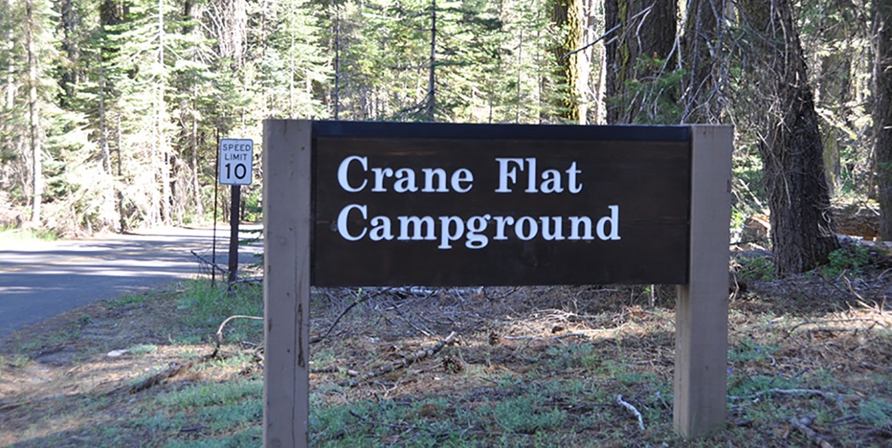 Crane Flat Campground Entrance Sign