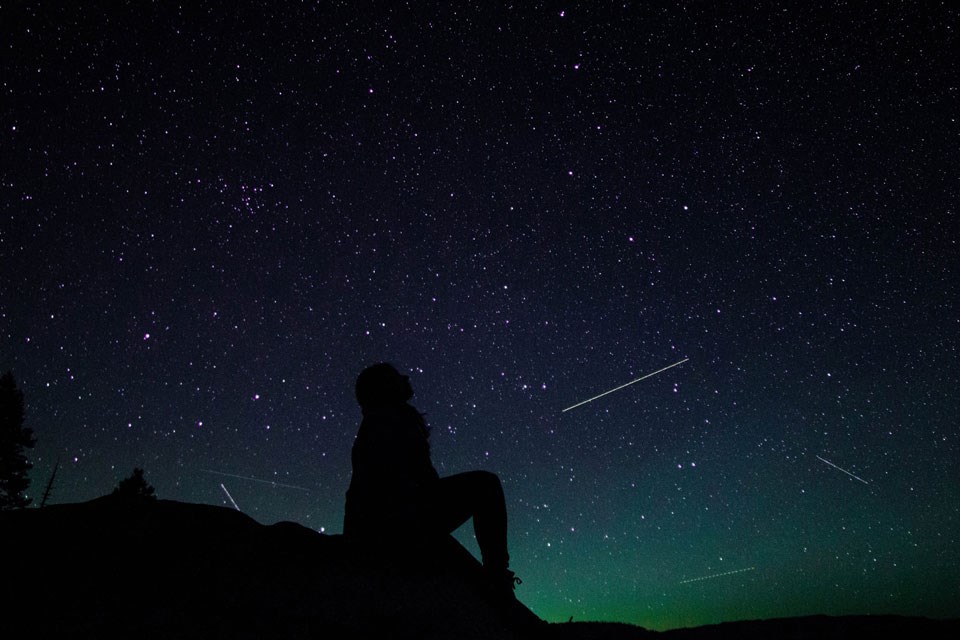 Visitor gazing up at stars.