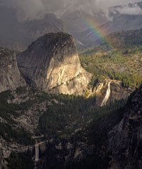 Rainbow over Vernal and Nevada Falls.