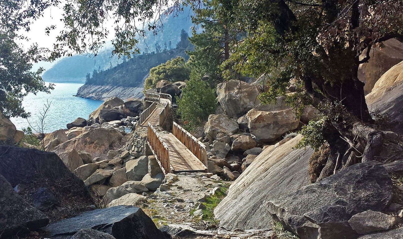 Wapama Falls footbridge and trail