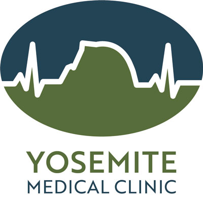 Yosemite Medical Clinic logo, which is a cardiac waveform partly in the shape of Half Dome
