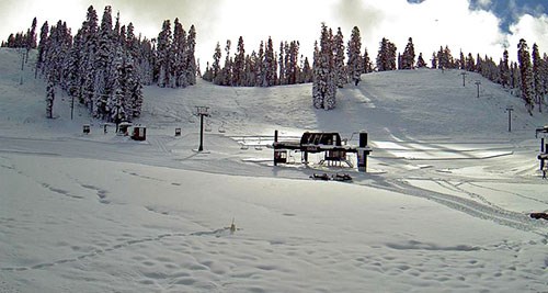 Snow covered ski resort in Yosemite National Park