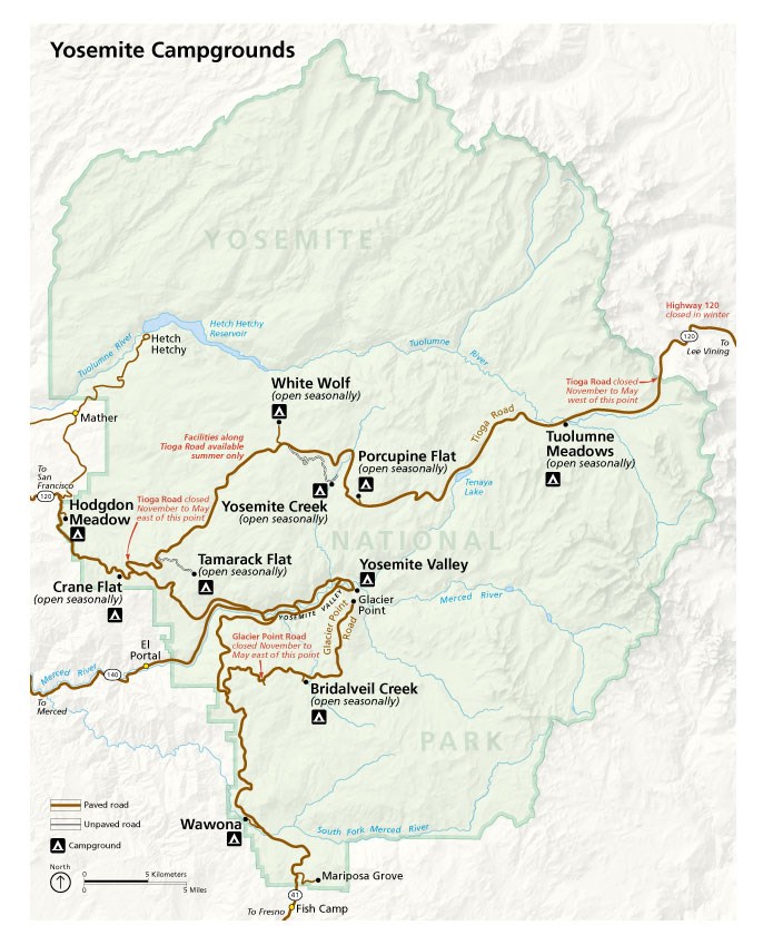 Map of Yosemite National Park