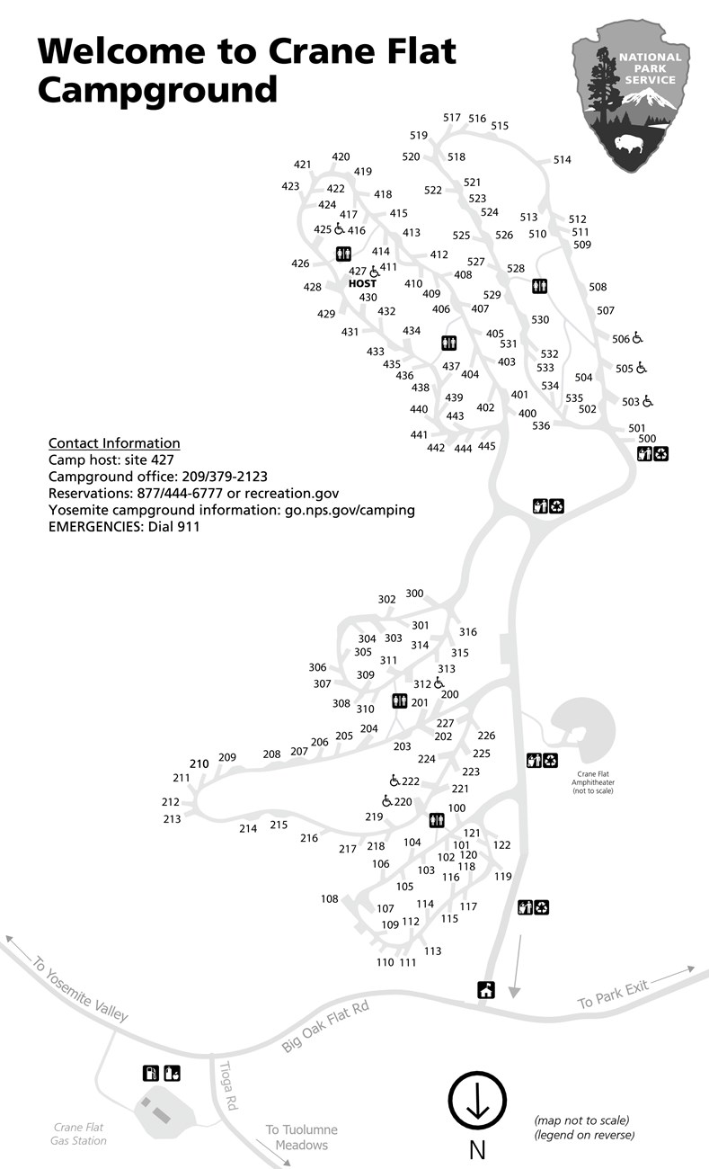 Map showing Crane Flat Campground