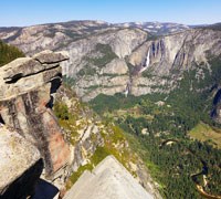 View of Yosemite Valley and Yosemite Falls from Glacier Point.