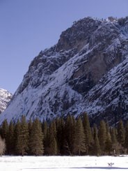 Snow clings to Glacier Point apron