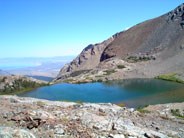 Upper Sardine Lake (foreground) with Mono Lake in distance. Photo by Victoria Mates.