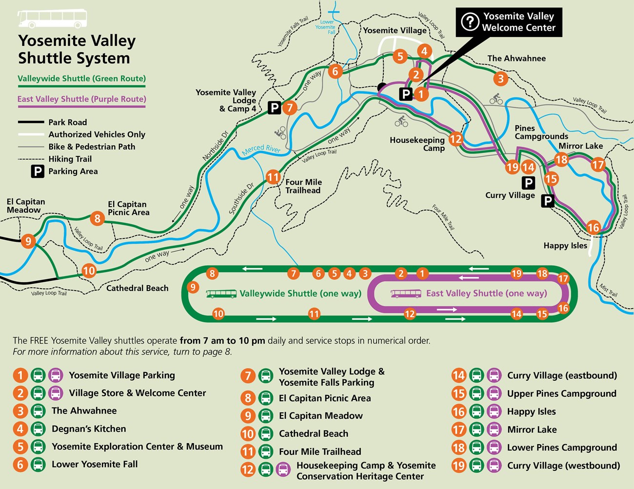 Map showing two shuttle routes, as described above.