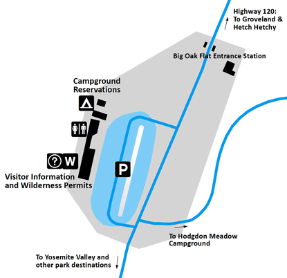 Map showing Big Oak Flat Information Station