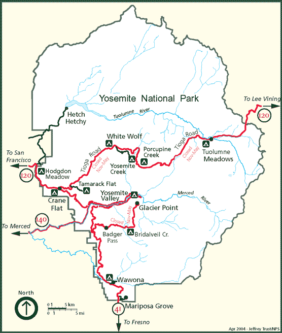 map of yosemite national park Auto Touring Yosemite National Park U S National Park Service map of yosemite national park