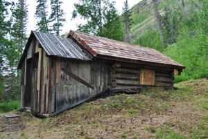 Christopher "Phonograph" Nelson's cabin at the base of Nation Bluff.