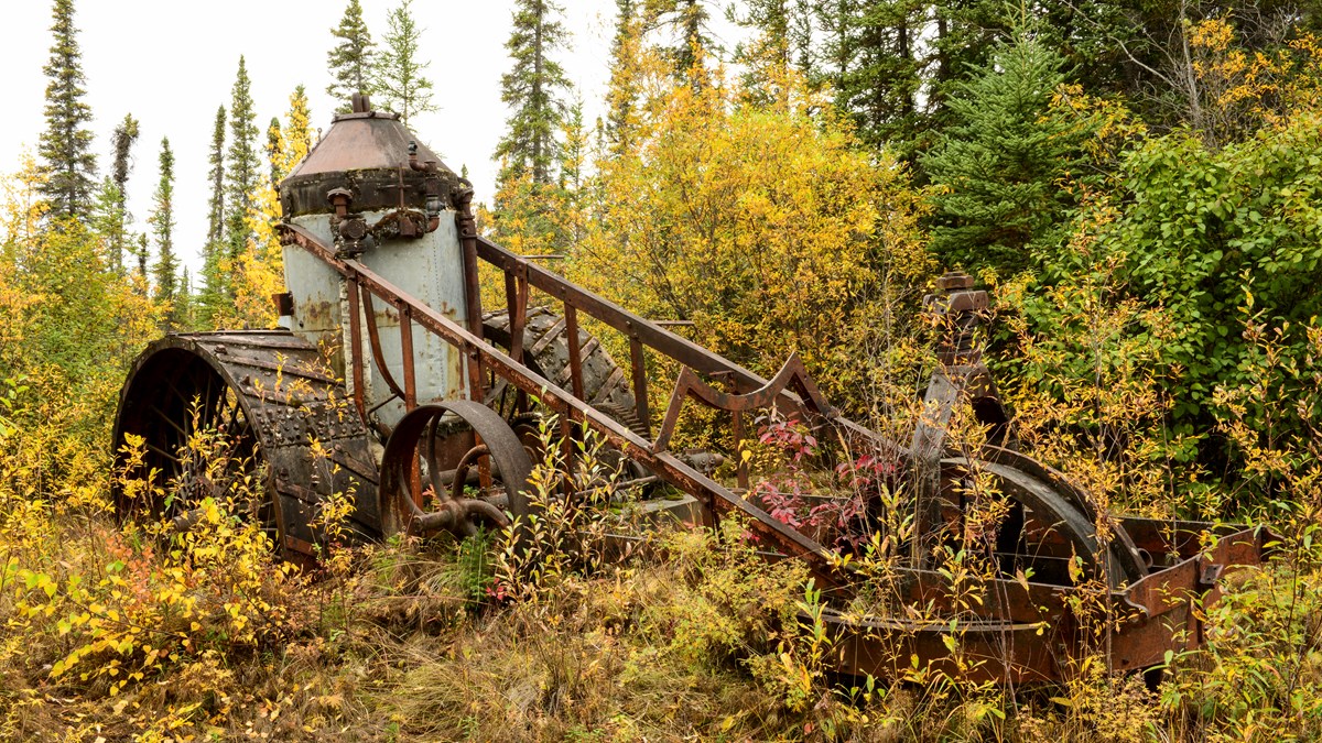 The Steam Tractor at Washington Creek in fall colors