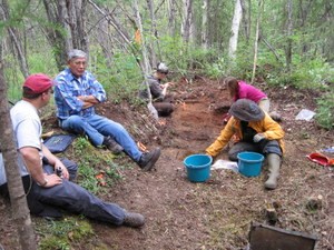 Isaac Juneby discussing life at Snare Creek during the excavation of his childhood home in 2009.