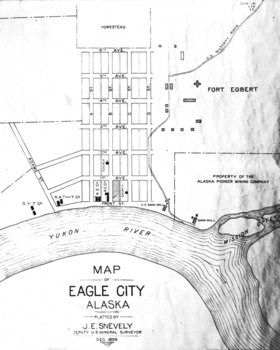 Townsite plat map of Eagle City, 1899.