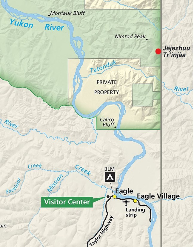 Yukon-Charley Rivers map view of the Tatonduk River area and Jëjezhuu Tr’injàa